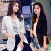 Cotton and Linen Small Suit Women's Jacket Autumn Spring and Summer Slim Slimming Cropped Sleeves Short Shirt White