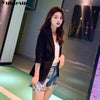 Cotton and Linen Small Suit Women's Jacket Autumn Spring and Summer Slim Slimming Cropped Sleeves Short Shirt White