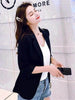 Cotton and Linen Small Suit Women's Jacket Autumn Spring and Summer Slim Slimming Cropped Sleeves Short Shirt White