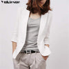 Cotton and Linen Small Suit Women's Jacket Autumn Spring and Summer Slim Slimming Cropped Sleeves Short Shirt White