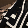 Court Style Black White Contrast Women Coat High-Quality Light  Metal Buckle suit Female clothes