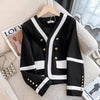 Court Style Black White Contrast Women Coat High-Quality Light  Metal Buckle suit Female clothes