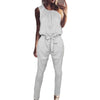 Women Formal Regular Jumpsuit O- Neck Lace Up Full Length Jumpsuits