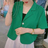 Crop Blazers Women Coats Ropa Para Mujer Short Sleeve Outwear All-match Solid Simple Loose Chic Korean Casual Elegant