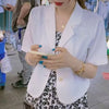 Crop Blazers Women Coats Ropa Para Mujer Short Sleeve Outwear All-match Solid Simple Loose Chic Korean Casual Elegant