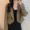 Crop Blazers Women Spring Temperament Casual Simple All-match Daily Casual Office Lady Korean Style Thin Preppy