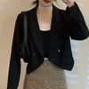 Crop Blazers Women Spring Temperament Casual Simple All-match Daily Casual Office Lady Korean Style Thin Preppy