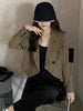 Crop Blazers Women Spring Temperament Casual Simple All-match Daily Casual Office Lady Korean Style Thin Preppy