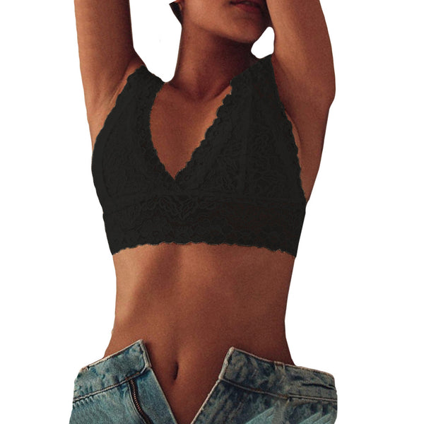 Crop Top Sexy Ladies Shirt Women Vest Plus Size Women Sexy Lace Bra Lingerie Seamless Unpadded Floral Mesh Brassiere