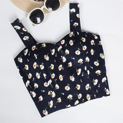 Crop Top Short Cami Tank Top Female Cute Floral Tube Women Tops Dill 2022 Black Sexy Cropped Tops Tank Women Feminino Bustier