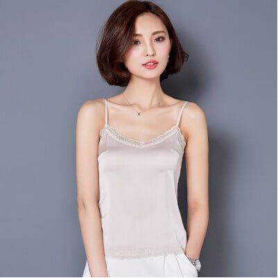 Crop Top Women 2022 Summer Sexy Lace Silk Camis Tank Tops Cropped Sleeveless Blouse fitness Women Shirt Casual debardeur femme