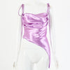 Crop Tops Women's Sexy Low Cut Satin Camis Irregular Backless Sexy Blouse Ladies Spaghetti Strap Tank Top