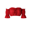 Crop tops women 2022 summer lantern sleeve sexy strapless beach tops plus size red black white ruched crop top tank top croptop