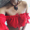 Crop tops women 2022 summer lantern sleeve sexy strapless beach tops plus size red black white ruched crop top tank top croptop