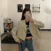 Cropped Blazers Women Casual Notched Long Sleeve Outerwear Clothing Autumn Mujer Ropa Minimalist Korean Style Aesthetic