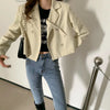 Cropped Blazers Women Casual Notched Long Sleeve Outerwear Clothing Autumn Mujer Ropa Minimalist Korean Style Aesthetic