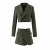 Cropped blazer set elegant vintage 2 piece set women skirt sexy short blazer and skirt set for women skirt and top set