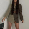 Cropped blazer set elegant vintage 2 piece set women skirt sexy short blazer and skirt set for women skirt and top set