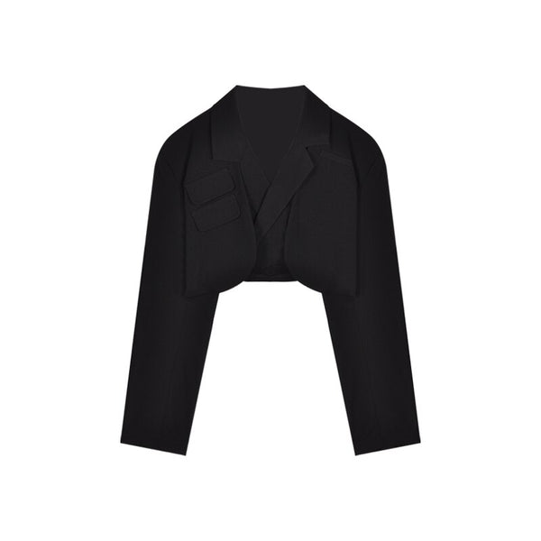 Cross Waist Lace-Up Short Lapel Blazer Sexy Slim Crop Top Women Korean Outfit Coat Chaqueta Fall Spring Clothes Ladies