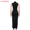 Cryptographic Elegant Black Sleeveless Bandage Sexy Dress for Women Club Party Backless Tank Dresses Skinny Summer 2023