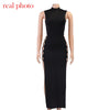 Cryptographic Elegant Black Sleeveless Bandage Sexy Dress for Women Club Party Backless Tank Dresses Skinny Summer 2023