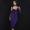 Cryptographic Elegant Gown Club Party Purple Corset Midi Dress Outfits Sexy Halter Backless Mesh Sleeve Dresses Bodycon Clothes