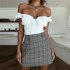 Fashion checkered high waist skirt sli plaid short summer skirt female sexy botto skirts womens 2022 mini saias