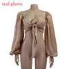 Cryptographic Sexy Backless Square Collar Wrap Women Shirts Batwing Sleeve Solid Crop Tops Women Tops and Blouses 2023
