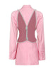 Crystal Drill Backless One Piece Blazer Jackets Spring Autumn Female Clothes Long Sleeve Notched Collar Button Down Coats