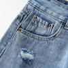 Cthink Good Quality Friend Style Knee Length Jeans Women Hole Casual Split Leg Open Jeans Pant For Woman Stylish Trouser