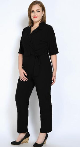 Women's Plus Size Summer Casual Jumpsuits And Rompers Sexy V-neck Full Length Party Evening Pants With Sashes