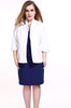 Women's White Plus Size Casual Blazer Quarters Sleeve Turn Down Collar Jacket Coat Cocktail Party Casual Spring Wear