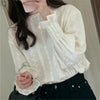 Cute Sweet Tops Women White Blouses Shirts Korea Preppy Style Casual White Floral Lace Crochet Top Vintage White Shirt 027