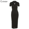 Cute Elegant Knitted Short Sleeve Bodycon Maxi Dress Women Summer Sexy Backless Bandage Streetwear Solid Stretch Lady Dresses