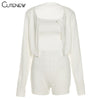 CuteSolid Knit 3 Piece Set Women Outfit Long Sleeve Cardigan Sweater+Camisole+Shorts Matching Lady Casual Streetwear