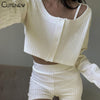 CuteSolid Knit 3 Piece Set Women Outfit Long Sleeve Cardigan Sweater+Camisole+Shorts Matching Lady Casual Streetwear