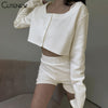 CuteSolid Knit 3 Piece Set Women Outfit Long Sleeve Cardigan Sweater+Camisole+Shorts Matching Lady Casual Streetwear
