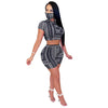 Cutubly Bandana Scarf Print Club Sexy Two Piece Set for Women Hollow Out With Mask Pants Set 2023 Bandage Women 2 Pieces Set