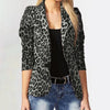 Cutubly Elegant Blazers Leopard Print Ladies Lapel Outerwear Stylish Tops Slim Button Autumn Winter Women's Jackets Coat