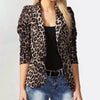 Cutubly Elegant Blazers Leopard Print Ladies Lapel Outerwear Stylish Tops Slim Button Autumn Winter Women's Jackets Coat