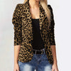 Cutubly Elegant Blazers Leopard Print Ladies Lapel Outerwear Stylish Tops Slim Button Autumn Winter Women's Jackets Coat