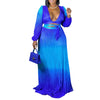 Cy1676 European and American sexy celebrities gradient evening dress V-neck bandage large women's two-piece set spot sup