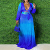 Cy1676 European and American sexy celebrities gradient evening dress V-neck bandage large women's two-piece set spot sup