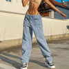 Cyber Y2k Casual Wide Leg Long Front Pockets Light Blue Denim Pants 2022 Baggy Jeans High Waist Loose Pants Streetwear Women