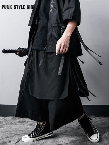 Cyber Y2k Techwear Harajuku Heroic Cosplay Costumes Men Baggy Japanese Style Male Goth Trousers Streetwear Hip Hop Black Pants