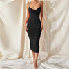 Cybill Spaghetti Strap Tight Bodycon Dress Sleeveless Ruched Midi Club Dress Backless Black Sexy Party Women Dresses