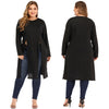 CyiExi Plus Size Black Long Blouse Shirt Women Chic Long Sleeve Top High Side Split Club Tops Large Mujer Camisas Blusas 3XL 4XL