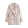 DAYIFUN 2023 Autumn Women Blazer Vintage Traf Woolen Jacket Plaid Long Sleeve Elegant Blazer Korean Ornate Buttons Coat