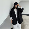 DAYIFUN Blazers Women Minimalist Solid Loose Elegant Retro Suit Blazer for Feminine Comfortable Outwear Office Lady