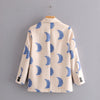 [DEAT] 20021 Spring Tide Coat Long Sleeve Printing Single-breasted V-neck Temperament Loose Women Blazer 13C669